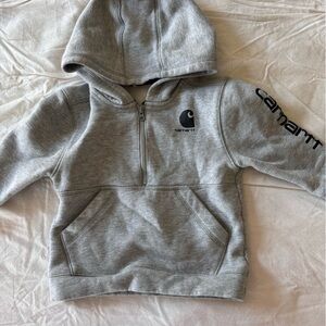 Carhartt Hoodie 18mo Toddler Kids Heather Grey Pullover Sweatshirt Quarter Zip